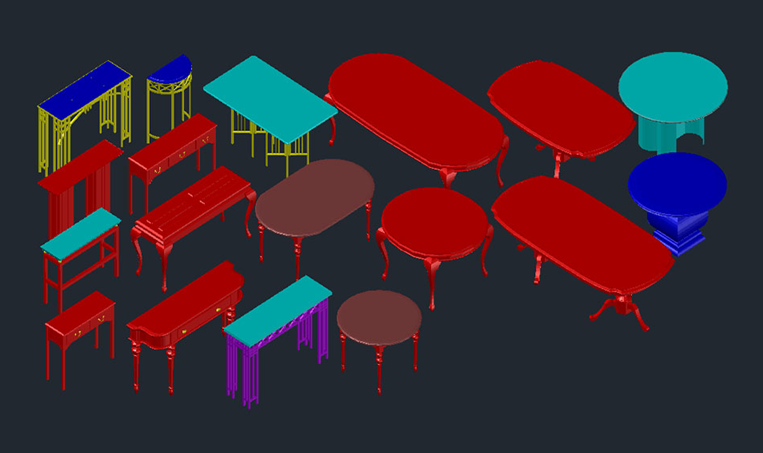 دانلود مجموعه مدل سه‌بعدی میز DWG برای AutoCAD